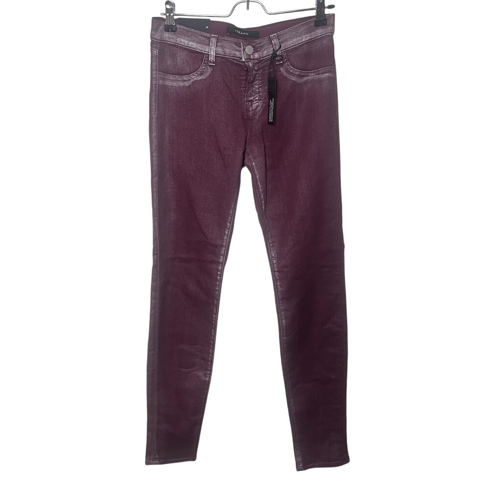 NWT J Brand Super Skinny Low Rise Coated Jeans Women’s Sz 28 Maroon Red